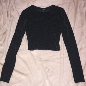 Sheer long sleeve crop top